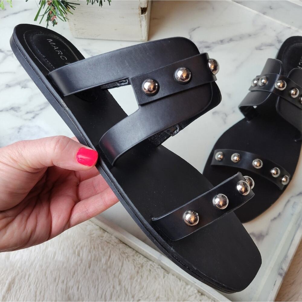 🚨NEW MARC FISHER Burlina Black Studded Slide Sandal Size 8 - Picture 2 of 10